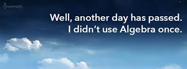 Another fantastic chance to not use algebra today!
