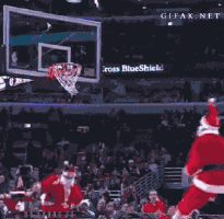 Santa goes up, and down.  