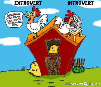 The battle of introverts vs. extroverts is a face off.  Actually it is a face other ways. 